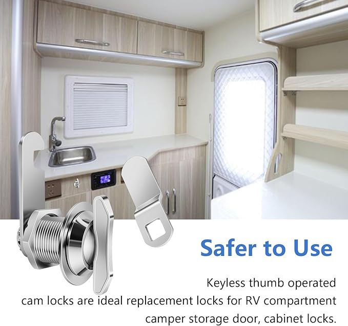 Thumb Operated Offset Cam Lock, 5/8" Cylinder Fits on 3/8" Max Door Thickness - Image 6