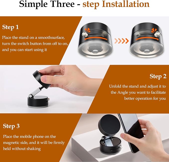 Foldable Vacuum Magnetic Suction Phone Holder, Retractable Magnetic Car - Image 3