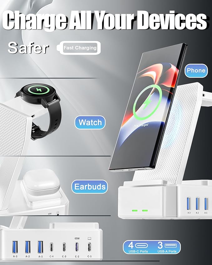300W Wireless Charger for Samsung, Zutspzss 10 in 1 Wireless Charging Station - Image 2