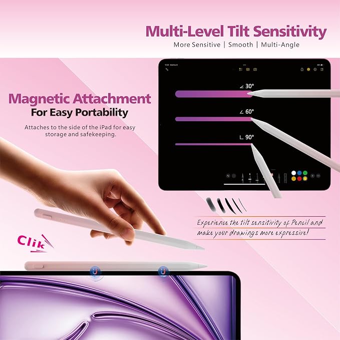 Stylus Pen for iPad, 14Mins Fast Charge for Apple Pencil, Palm Rejection - Image 5