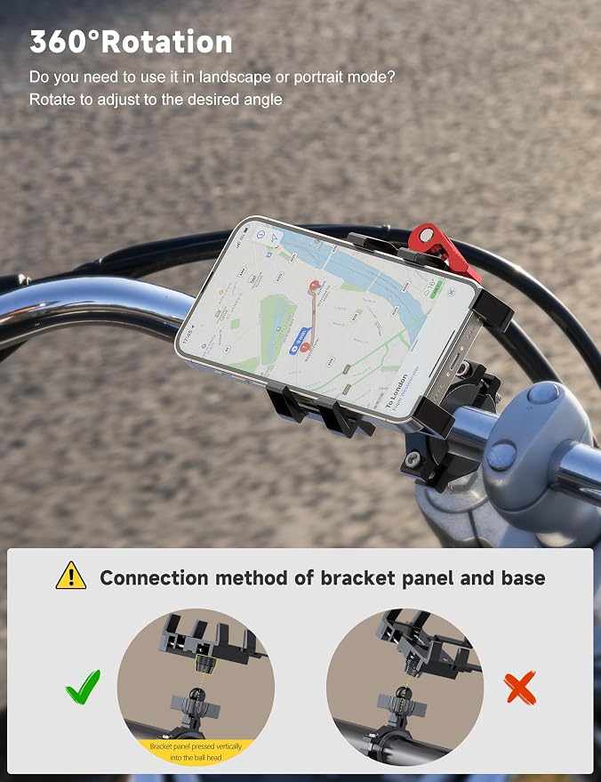 Tiakia Aluminum Bike Phone Mount Holder, Motorcycle Phone Mount, Handlebar - Image 6