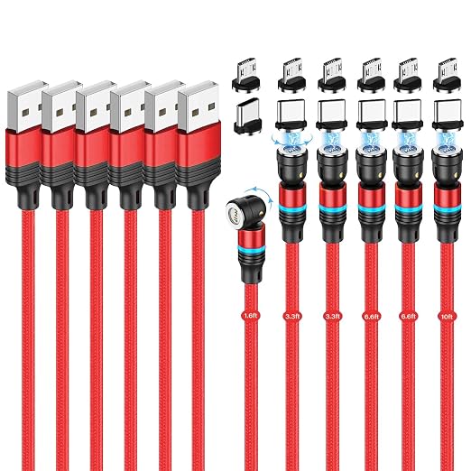 Magnetic Charging Cable 540° Rotation Magnet Phone Charger USB C Cable 3A Fast by Losuesme