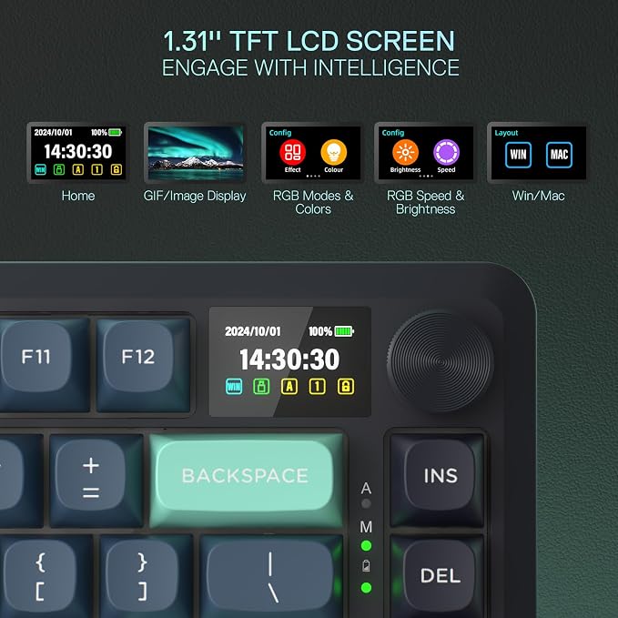 Redragon K724 PRO Wireless Gasket Gaming Keyboard w/Hype Screen & Knob - Image 5