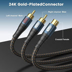 EMK RCA Splitter 2 Male to Female Extension Cable Dual Shielding Gold Plated - Image 2