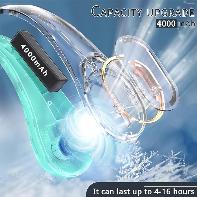 Portable Neck Fan, Neck Fans for Women, 4000 mAh Rechargeable Personal Fan - Image 4