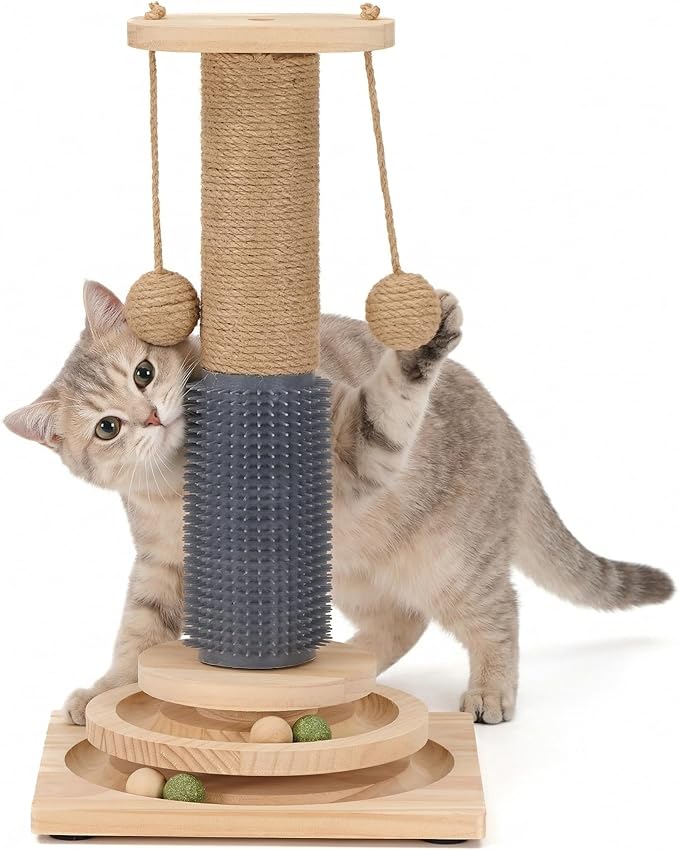 4-in-1 Solid Wood Cat Scratching Post by Unknown