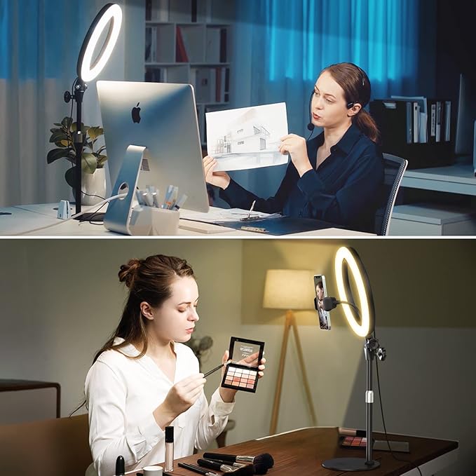 Desk Ring Light with Stand, 10.5'' Selfie Phone Light - Image 3