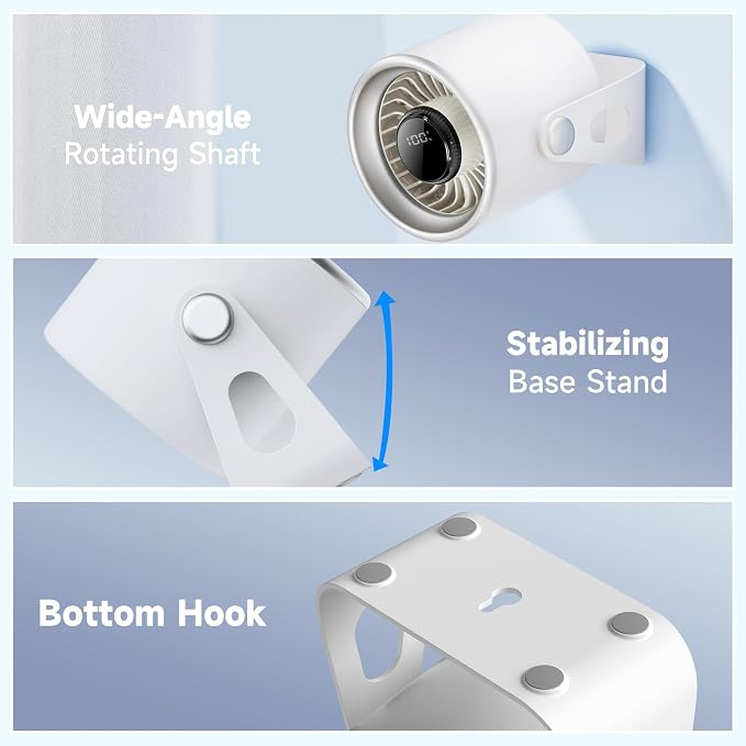 Quiet Small Desk Fan with 100 Speeds Knob switch, Digital Display Portable - Image 6