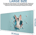 Gaming Desk Pad Large Extra Length Bunny Peeking Out of A Hole Mouse Pad - Image 3