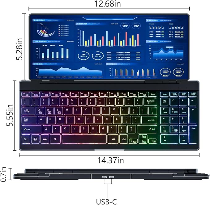 12.8" Portable Touchscreen Keyboard Monitor Stretched Bar Screen Extender - Image 9