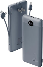 VRURC Portable Charger Built-in Cables and AC Wall Plug, USB C Power Bank by Home