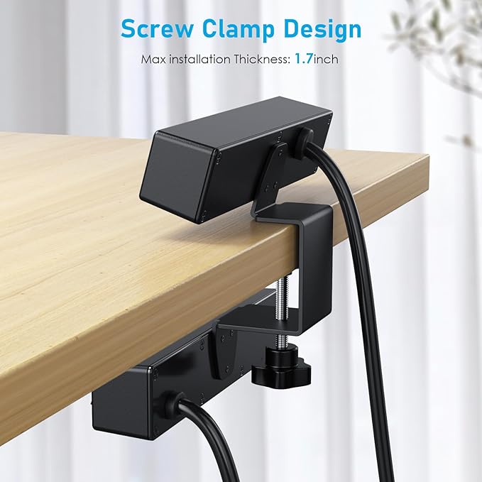 Desk Clamp Power Strip with PD20W USB-C, 2 in 1 Dual Layer Under Desk Power - Image 4