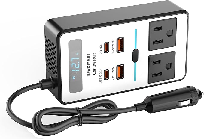 200W Car Power Inverter DC 12V to 110V AC, Cigarette Lighter Adapter Plug by PiSFAU