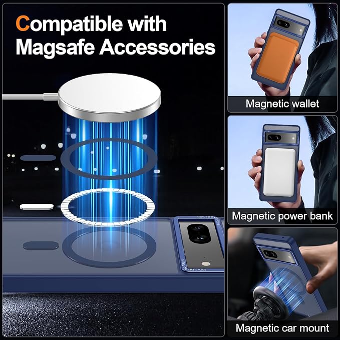 Magnetic for Google Pixel 7 Case, Shockproof Slim Translucent Matte Anti-Slip - Image 2