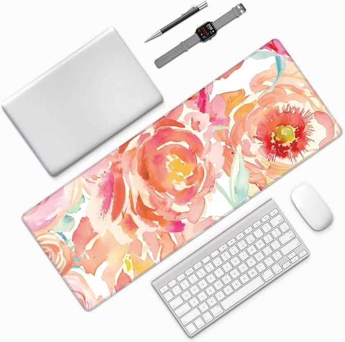 Pink Flower Large Mouse Pad Extended Gaming Mousepad 31.5 x 11.8 Inch - Image 9