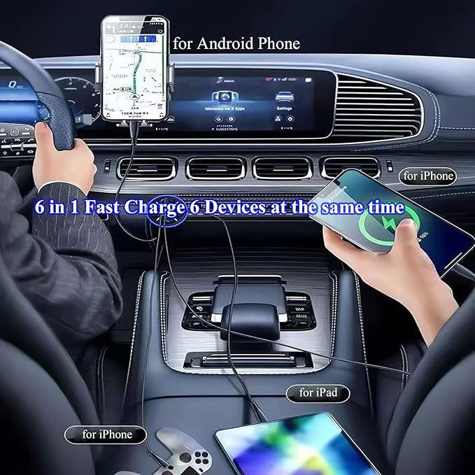 Super Fast Charge USB C Car Phone Charger Adapter 6 in 1 - Image 4