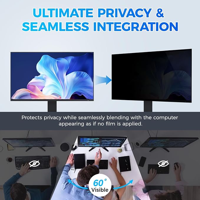 2 Pack Hidden Design Magnetic Computer Privacy Screen 24 inch, Removable Screen - Image 3