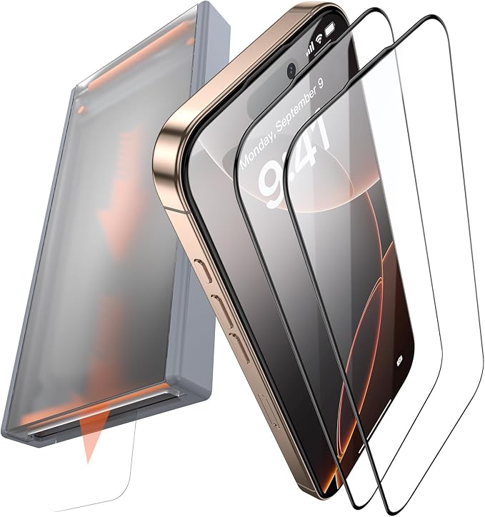 3 Pack for iPhone 16 Tempered Glass Screen Protector, Dust Free CABIN, Auto by FUNCATGLOBAL