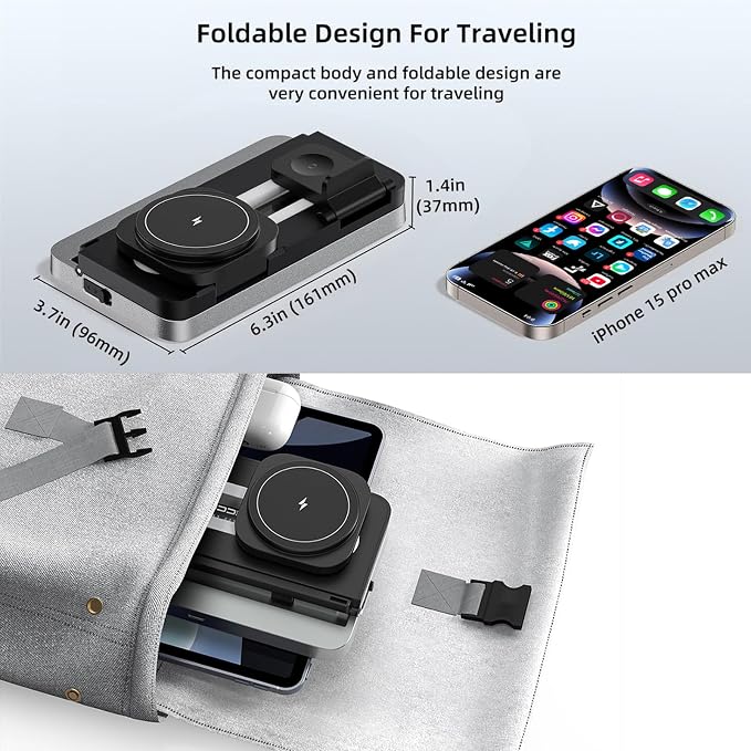 4-in-1 Wireless Charger with Adjustable Night Light, Magnetic Foldable Stand - Image 6