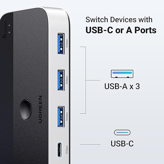 UGREEN USB 3.0 Switch 2 Computers Sharing USB C & A Devices, 4 Port USB - Image 3