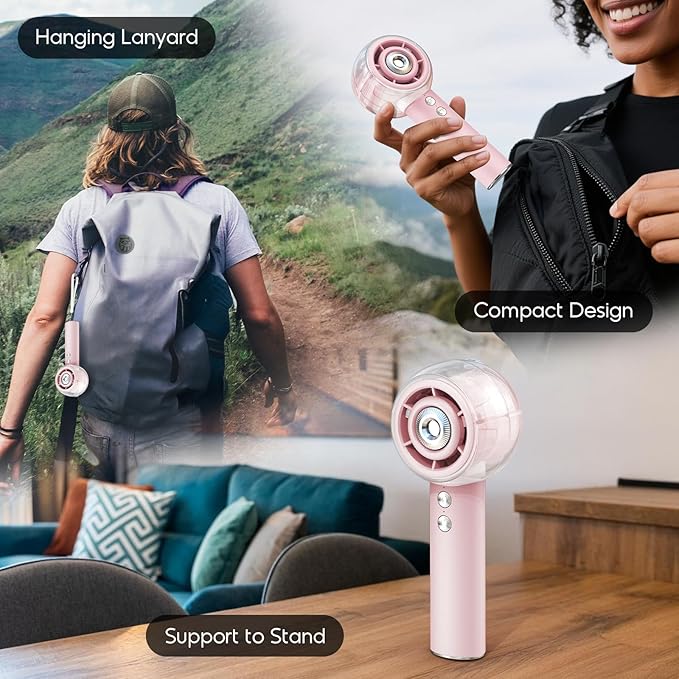 Misting Portable Handheld Fan, Powerful Turbo Motor, 6000mAh Rechargeable - Image 6