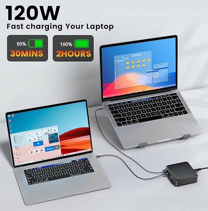 780W USB C Charger Block Fast 10-Port USB C Charging Station GaN PD 120W Laptop - Image 3