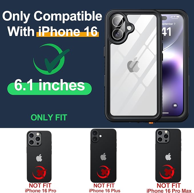for iPhone 16 Case Waterproof, Built-in Privacy Screen & HD Screen Double Front - Image 7