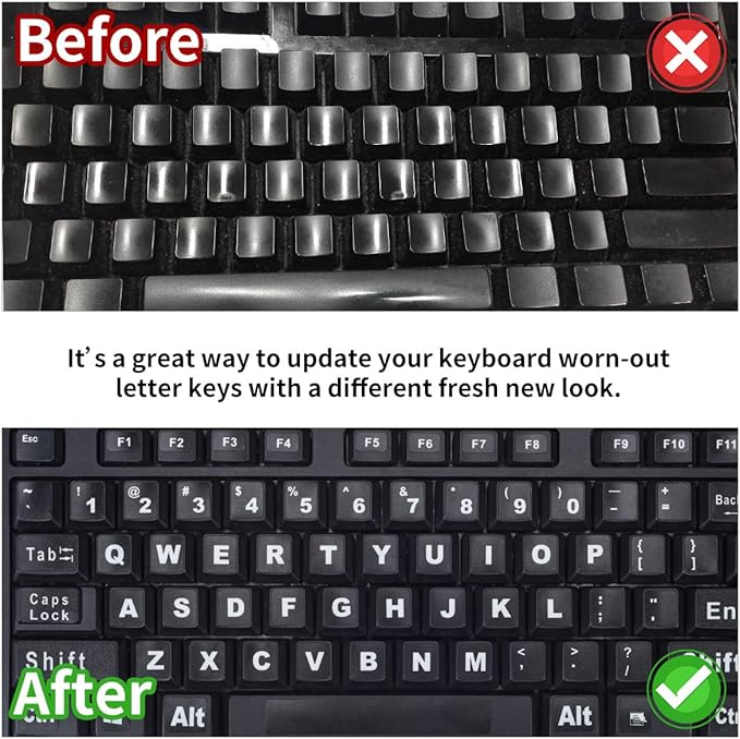 2PCS English Keyboard Stickers Replacement Letters, Full Size Big Letter QWERTY - Image 4