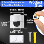 3 Sets Charger Holders for Cords, Adjustable Cable Anchor Holders, Adhesive - Image 2