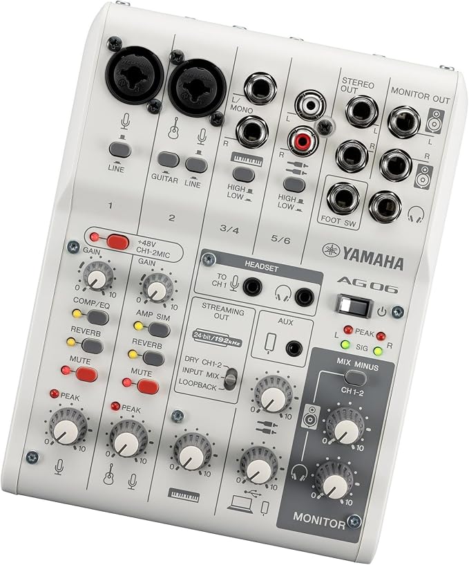 Yamaha AG06MK2 White 6-Channel Live Streaming Loopback Mixer/USB Interface - Image 2