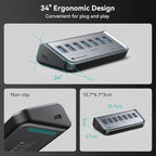 Yottamaster 7 Port USB 3.0 Hub, Data USB Hub Splitter - Image 4