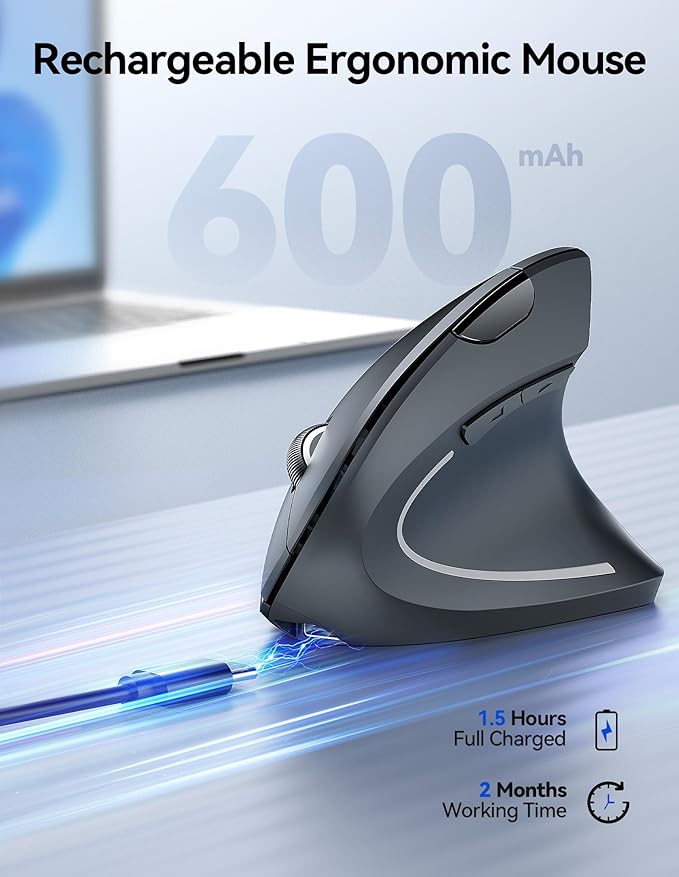 TECKNET Ergonomic Wireless Mouse, Rechargeable Mouse Wireless Silent - Image 3