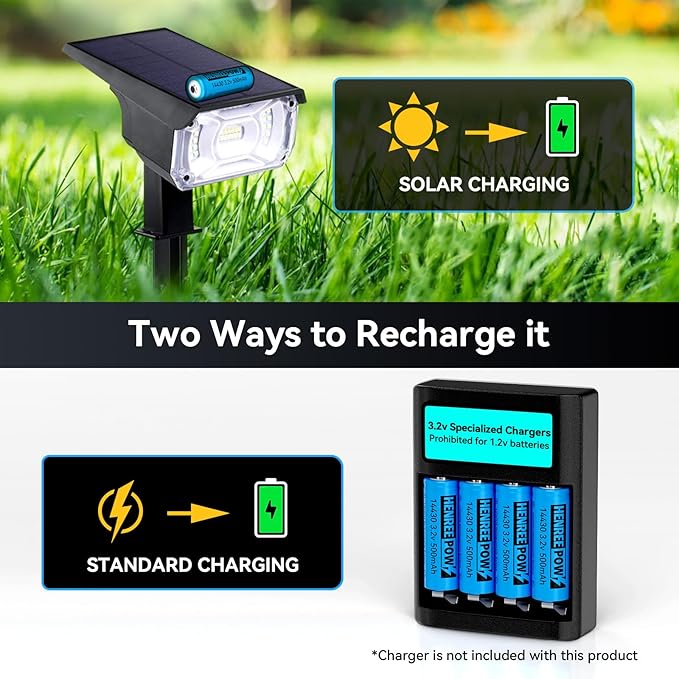 Henreepow LiFePo4 Battery 14430, 3.2v Rechargeable Solar Batteries, 500mAh - Image 5