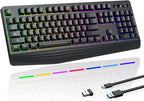 Wireless Gaming Keyboard, RGB & Single-Color Backlit, Full-Size Waterproof by yesbeaut