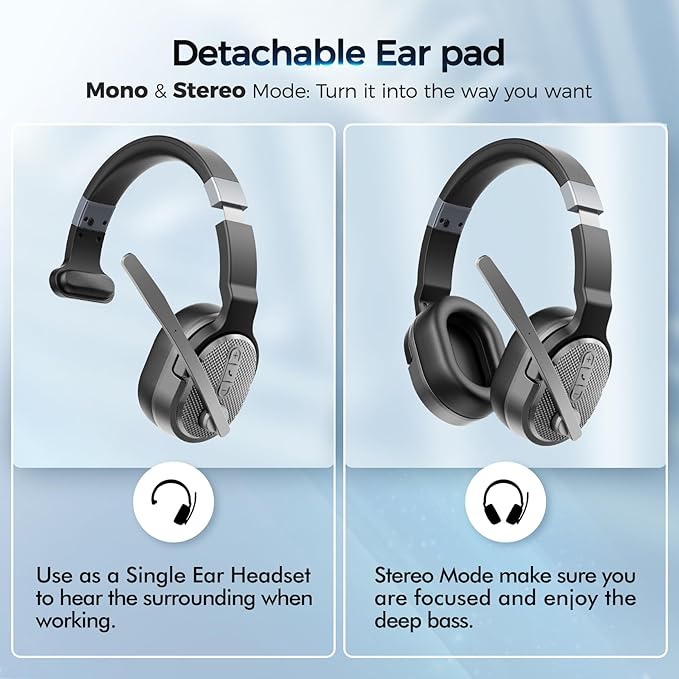 COSMUSIS Trucker Bluetooth Headset, Wireless Headsets - Image 2
