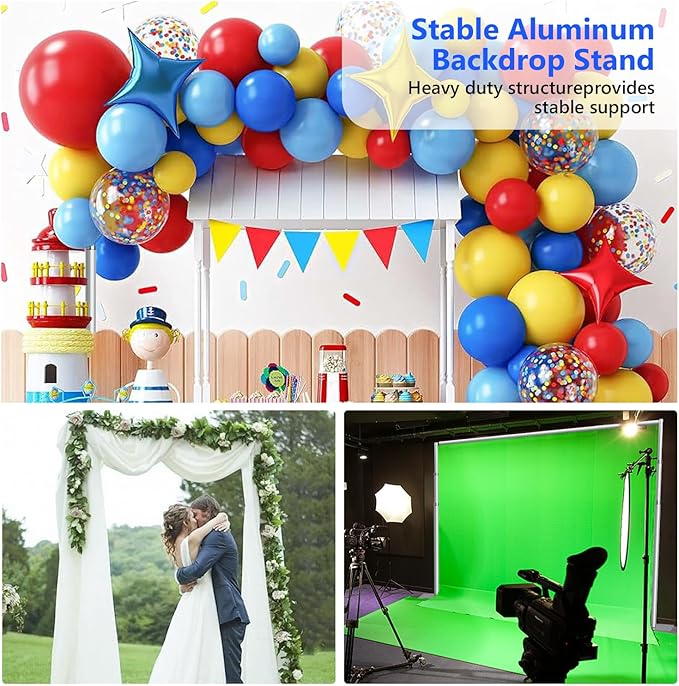 Pipe and Drap Backdrop Stand Kit, 10x 10ft Heavy Duty Adjustable Frame Backdrop - Image 6