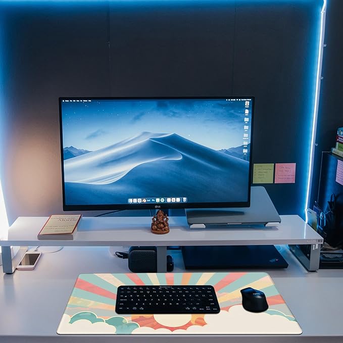 Large Gaming Mouse Pad for Desk, Boho Pastel Sun Desk Mat, Colorful Sunshine - Image 6