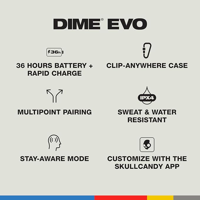 Skullcandy Dime Evo Wireless Earbuds, Noise Isolating Fit, Microphone - Image 2