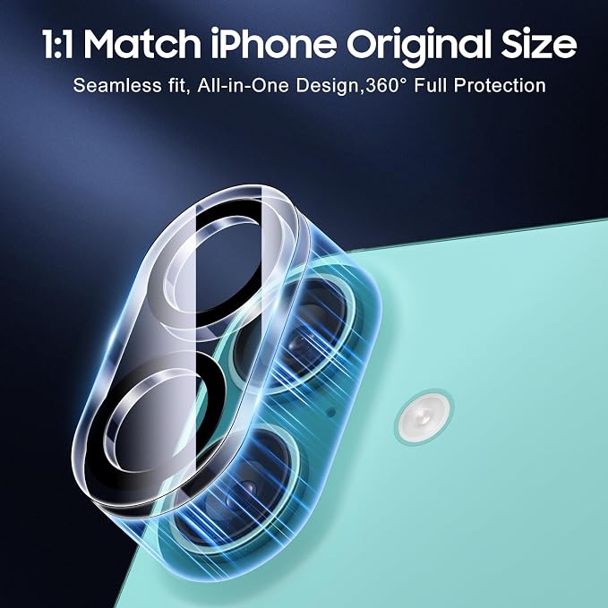 UniqueMe for 3 Pack iPhone 16 / iPhone 16 Plus Camera Lens Protector - Image 4