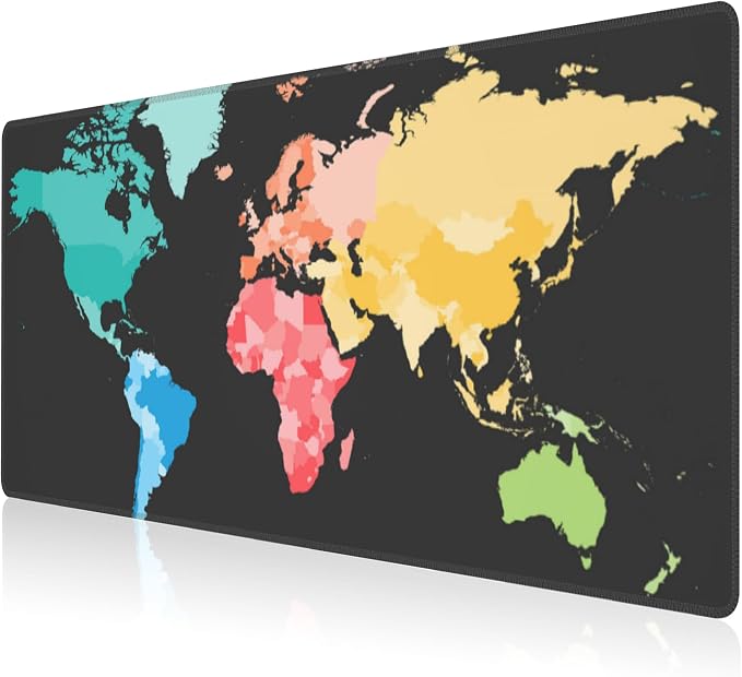 Mouse Pad, Large Colorful World Political Map Desk Mat, Extended Non-Slip by NIYLYNSYN