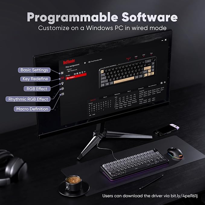 RedThunder K65 Wireless Mechanical Gaming Keyboard, Trip-Modes Connection - Image 9