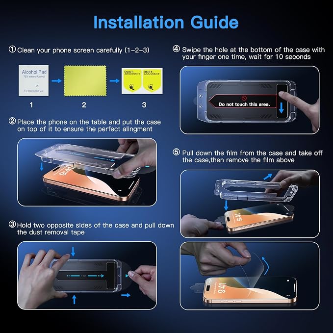 Uyiton Compatible with iPhone 16 Pro Screen Protector - Image 6