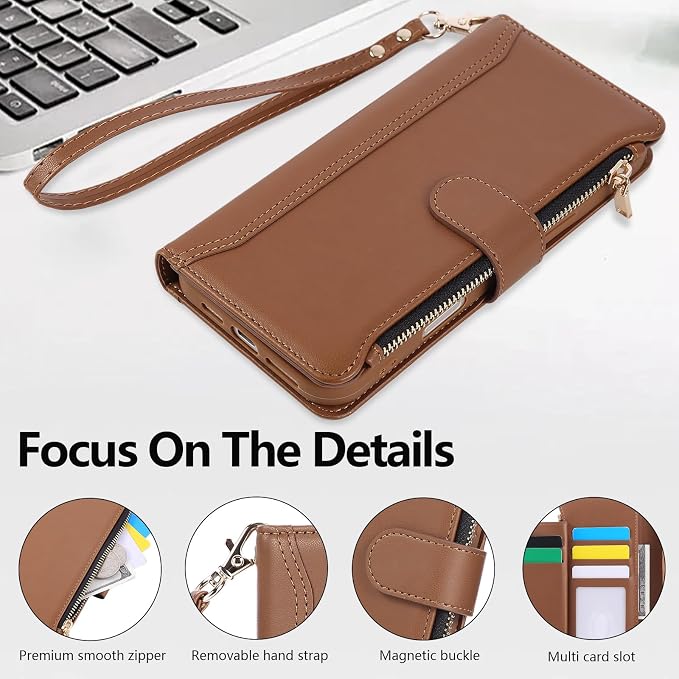 Compatible with iPhone 13/14 Wallet Phone Case-PU Leather Magnetic Flip Cover - Image 5