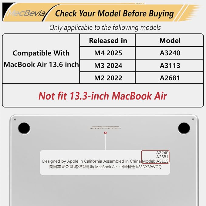 Compatible with MacBook Air 13.6 inch Case, M4 A3240/M3 A3113/M2 A2681 - Image 2