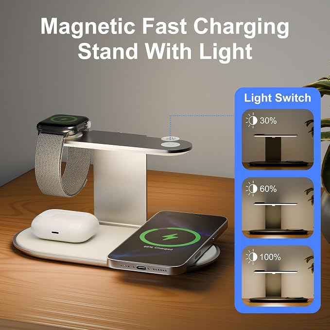 4-in-1 for Magsafe Wireless Charging: 15W Qi Magnetic Fast Charger Station Pad - Image 3