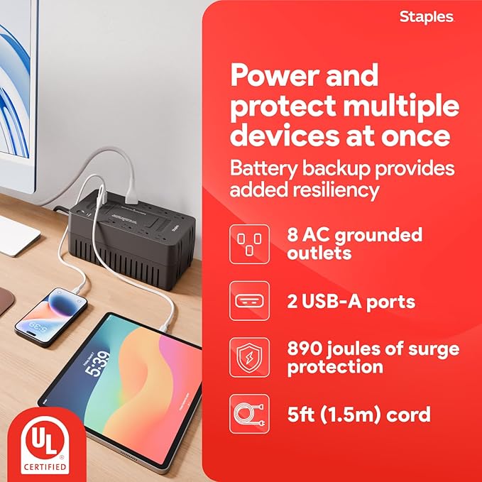 Staples TECH 650VA UPS Battery Backup - Image 2
