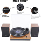 Bluetooth Record Player, 3-Speed Belt-Driven Turntable - Image 5