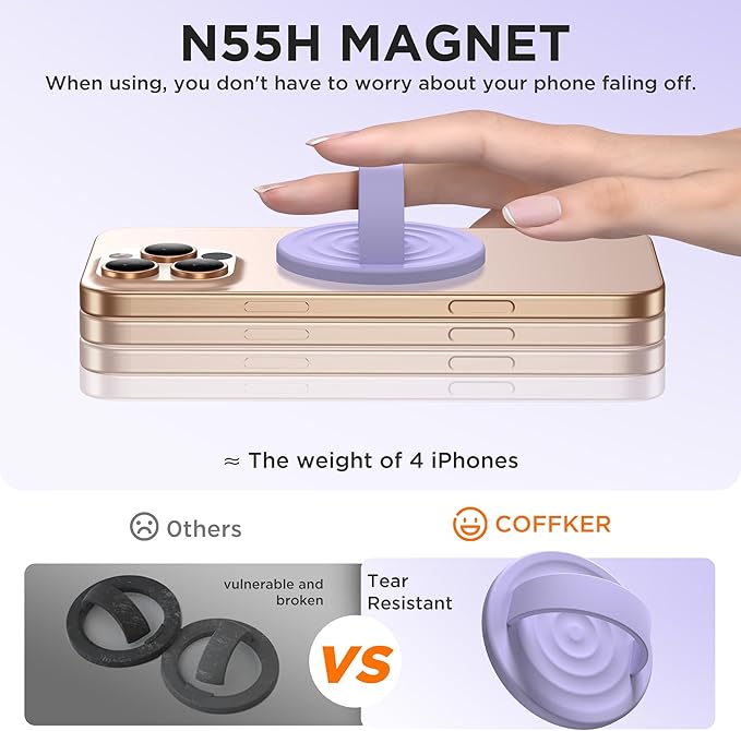 Magnetic Phone Ring Grip Holder, Silicone Finger Loop Grip, Compatible - Image 5