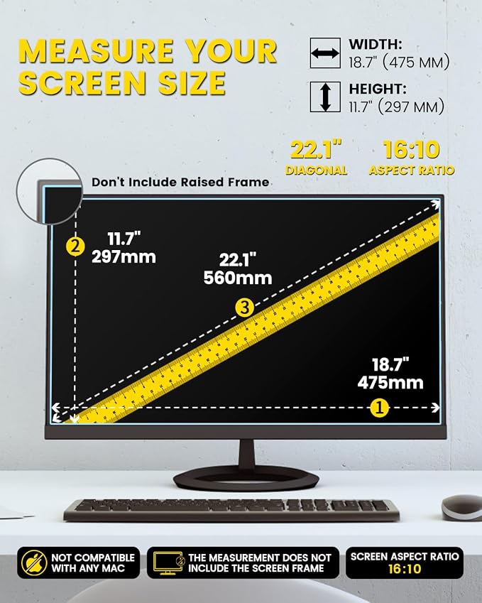 F FORITO 22 Inch 16:10 360°Privacy Screen Protector - Image 7
