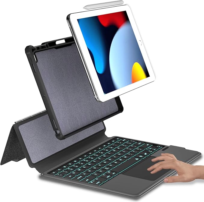Trackpad iPad Keyboard Case for Apple iPad 10.2" 2021 9th&8th&7th Gen, Air 3 by eoso